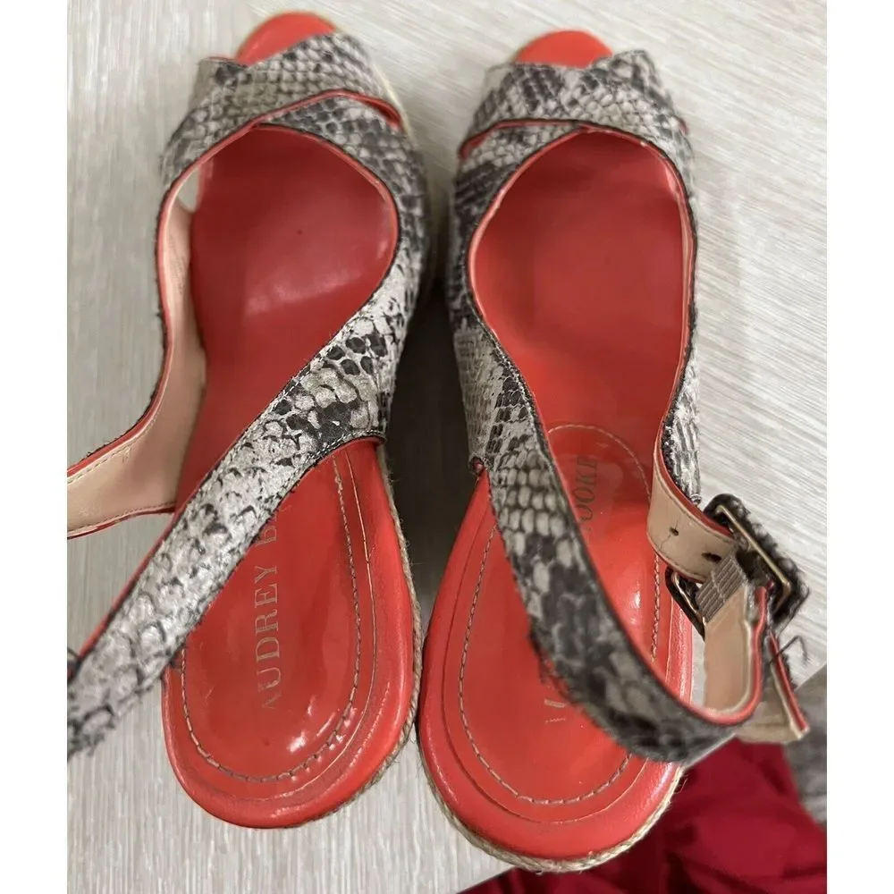 Audrey Brooke Snakeskin‎ Rattle Snake Wedges Sz 8